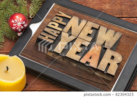 happy new year on digital tablet happy new year on digital tablet 82304325