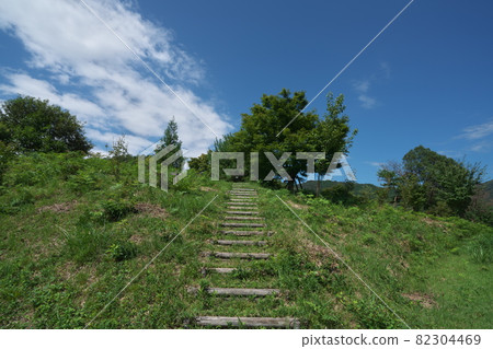 << Okayama Prefecture >> Scenery of a floating island on Lake Okutsu [Summer] 82304469