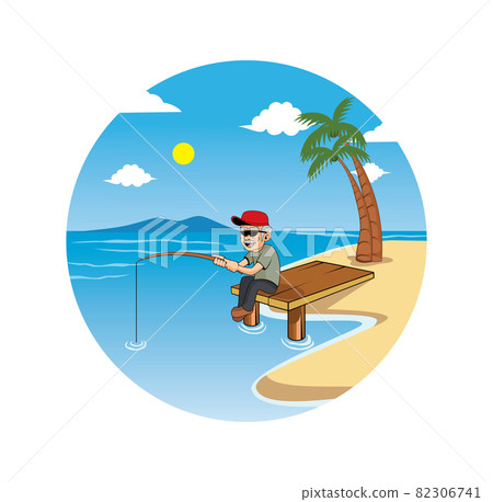 Cartoon oldman fishing design illustration vector eps format , suitable for your design needs, logo, illustration, animation, etc. 82306741