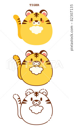 Illustration of a spherical tiger figurine 82307135