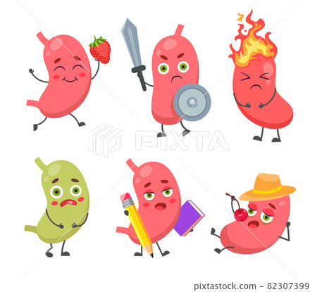 Set of cute, funny stomach character 82307399
