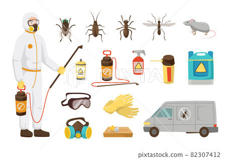 Pest control service worker for kids vector illustrations set 82307412
