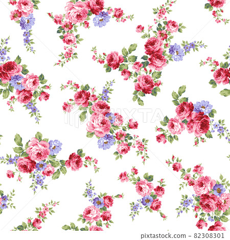 Seamlessly continuous rose pattern, - Stock Illustration [82308301] - PIXTA