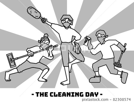A person who poses with a cleaning tool 82308574