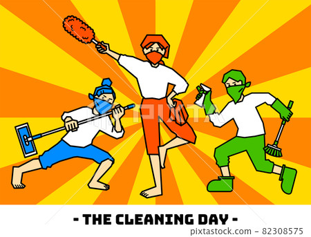 A person who poses with a cleaning tool 82308575