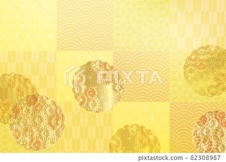 Japanese pattern New Year's card Chrysanthemum background 82308987