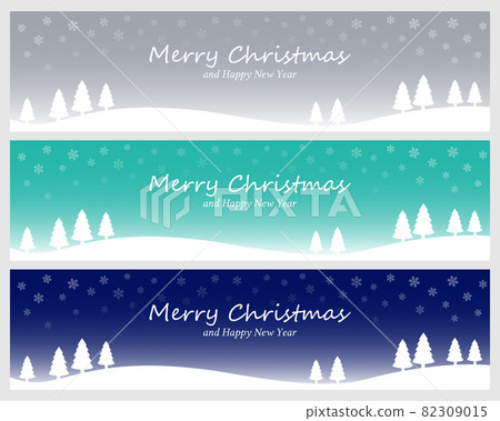 Christmas snow scene banner set Christmas snow scene banner set 82309015