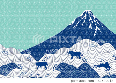 虎山富士新年賀卡背景 82309018