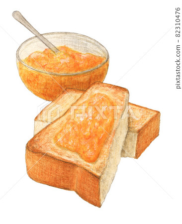 果醬吐司水彩鉛筆插圖 82310476