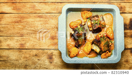 Beef ribs in apricots,copy space Beef ribs in apricots,copy space 82310940