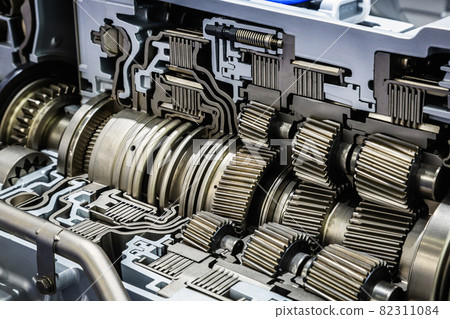 Transmission Cross Section, Automotive Transmission with Sprocket and Bearing Mechanism Transmission Cross Section, Automotive Transmission with Sprocket and Bearing Mechanism 82311084