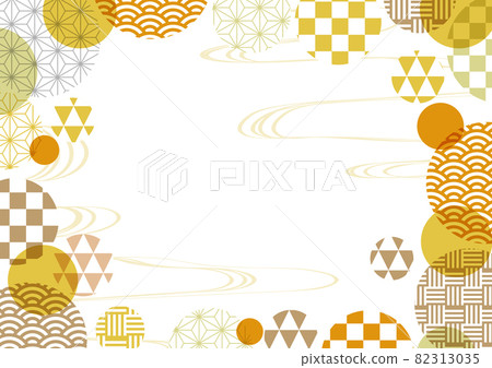 Japanese pattern circle frame orange horizontal 82313035