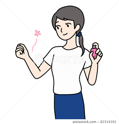 A woman's summer appearance with a scent rising from her wrist sprinkled with perfume A woman's summer appearance with a scent rising from her wrist sprinkled with perfume 82314191