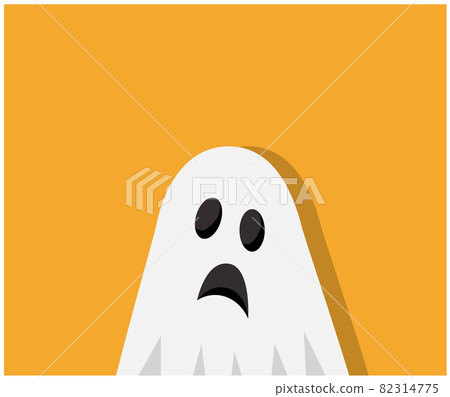 scary ghost like a man in a sheet on an orange background came to Halloween scary ghost like a man in a sheet on an orange background came to Halloween 82314775