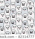 Seamless background with many white cute ghosts  82314777