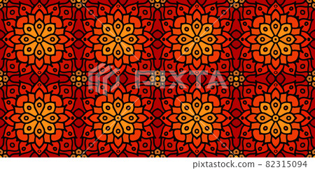 Red abstract seamless mosaic ornament. Orange geometrical oriental floral pattern. Bohemian Seamless Oriental Arabesque. Tribal pattern vector. Red abstract seamless mosaic ornament. Orange geometrical oriental floral pattern. Bohemian Seamless Oriental Arabesque. Tribal pattern vector. 82315094