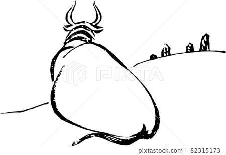 Back view of a sitting cow 82315173
