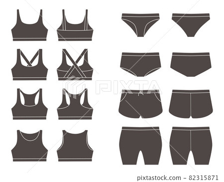 Large set of mock-ups of sports underwear for women 82315871