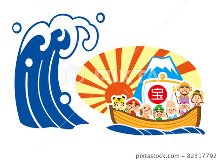 Tiger Year Seven Lucky Gods Treasure Ship Template Tiger Year Seven Lucky Gods Treasure Ship Template 82317792
