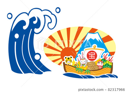 Tiger year treasure ship template 82317966