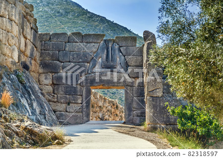 Lion Gate in Mycenae, Greece 82318597
