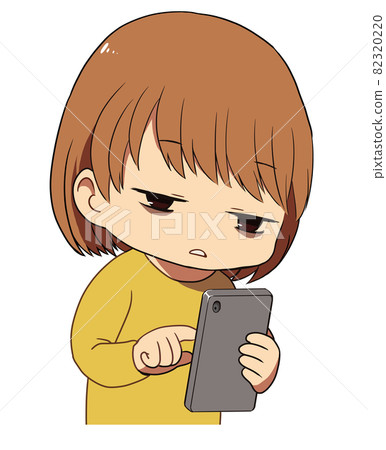 一位女士因睡眠不足而使用智能手機的插圖 一位女士因睡眠不足而使用智能手機的插圖 82320220