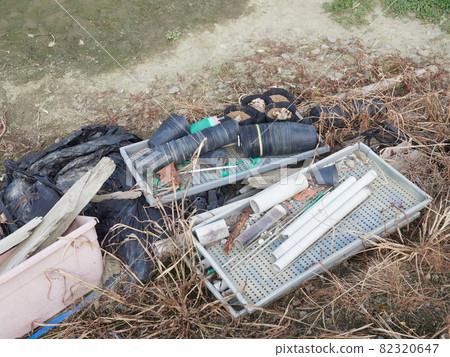 Agricultural supplies that are thought to have been left in the corners of the fields for many years 82320647