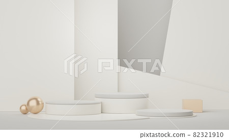 3d Display Podium for product and cosmetic presentation with modern geometric. Platform for mock up and showing brand. Minimal clean design. Rendering platform luxury scene. 82321910