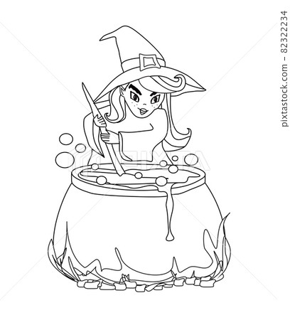 Halloween witch preparing potion Halloween witch preparing potion 82322234