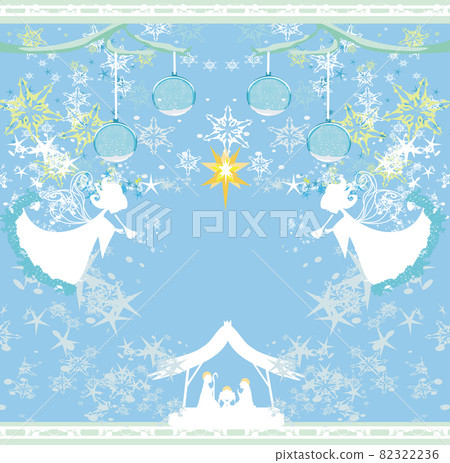 Decorated background with angels and Bethlehem. Decorated background with angels and Bethlehem. 82322236
