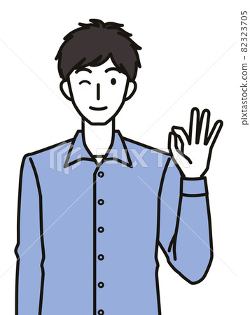 Okay pose man - Stock Illustration [82323705] - PIXTA