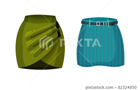 Mini skirts set. Fashion female apparel cartoon vector illustration 82324850