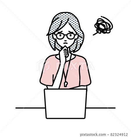 A teacher woman sitting at a desk and opening a PC A teacher woman sitting at a desk and opening a PC 82324912