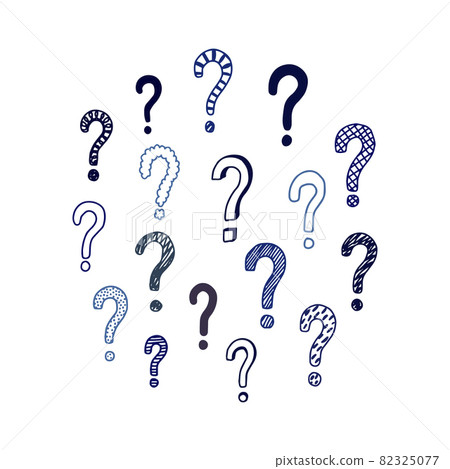 Set of hand drawn question marks. Vector illustration. 82325077