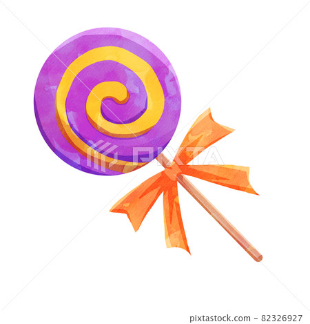 棒棒糖糖果紫色橙色萬聖節彩色水彩風格 82326927