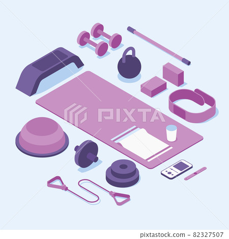 Isometric Gym Fitness Sport Vector Illustration 82327507