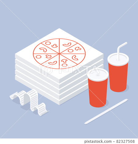 Fast Food Pizza Soda Order Isometric Illustration Fast Food Pizza Soda Order Isometric Illustration 82327508
