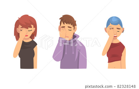 Disappointed Man and Woman Covering His Face with Hand Displaying Frustration and Embarrassment Vector Set Disappointed Man and Woman Covering His Face with Hand Displaying Frustration and Embarrassment Vector Set 82328148