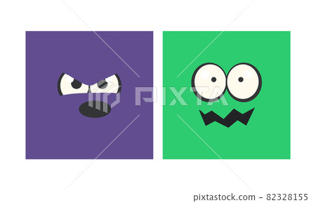 Cartoon Square Face with Emotion Expression Vector Set 82328155