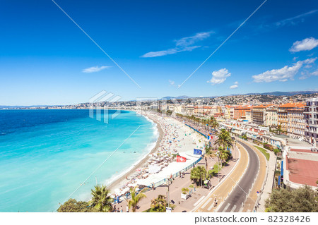 Amazingly turquoise water in Nice, view on Promenade des Anglais Amazingly turquoise water in Nice, view on Promenade des Anglais 82328426