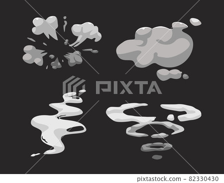 Cartoon Smoke and Fog Clouds, Comic Boom Steaming Effect, White Aroma or Toxic Steaming Vapour, Dust Steam Elements 82330430