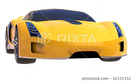 Yellow shiny conceptual sports car of the future. 82331332