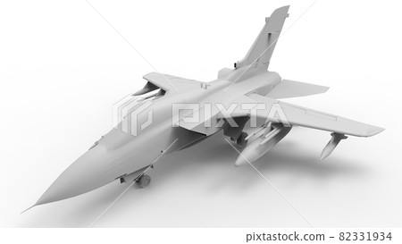 Military fighter aircraft. Three-dimensional raster illustration in the form of a completely white model. 3d rendering Military fighter aircraft. Three-dimensional raster illustration in the form of a completely white model. 3d rendering 82331934
