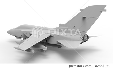 Military fighter aircraft. Three-dimensional raster illustration in the form of a completely white model. 3d rendering 82331950