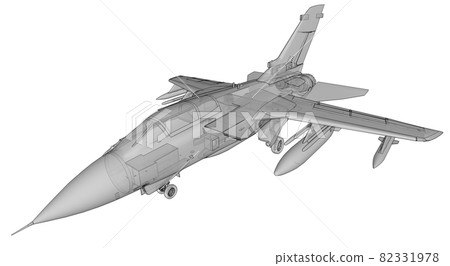 Military jet fighter silhouettes. Image of aircraft in contour drawing lines. The internal structure of the aircraft. 3d rendering 82331978