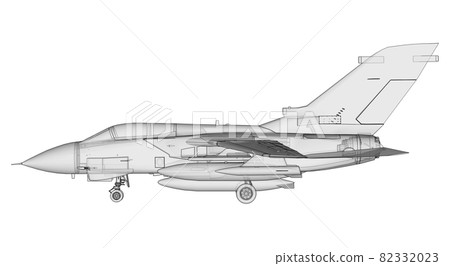 Military jet fighter silhouettes. Image of aircraft in contour drawing lines. The internal structure of the aircraft. 3d rendering 82332023
