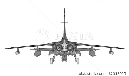 Military jet fighter silhouettes. Image of aircraft in contour drawing lines. The internal structure of the aircraft. 3d rendering 82332025