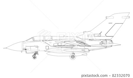 Military jet fighter silhouettes. Image of aircraft in contour drawing lines. The internal structure of the aircraft. 3d rendering Military jet fighter silhouettes. Image of aircraft in contour drawing lines. The internal structure of the aircraft. 3d rendering 82332070