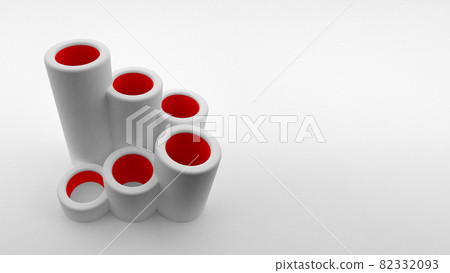 Logo of hollow tubes of different length lined up in the form of a ladder with a red interior. 3d rendering. Logo of hollow tubes of different length lined up in the form of a ladder with a red interior. 3d rendering. 82332093