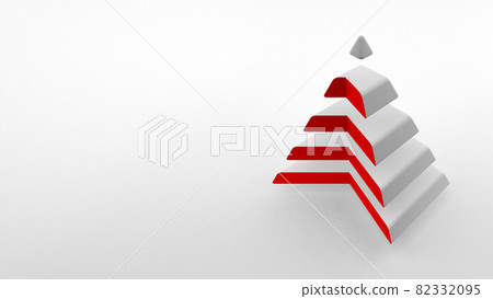 The logo on a white background, a white pyramid with a neck of red color composed of equal horizontal parts. 3d rendering. The logo on a white background, a white pyramid with a neck of red color composed of equal horizontal parts. 3d rendering. 82332095